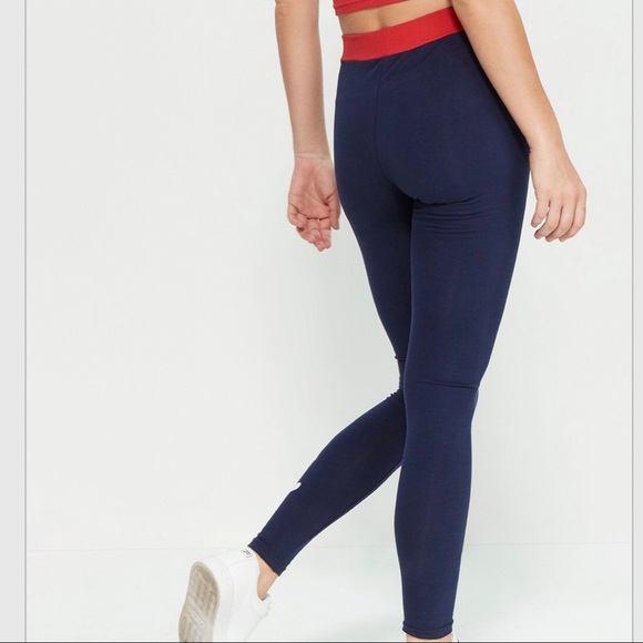 Women's FILA Madison Navy Blue Red Logo Leggings - Picture 2 of 3